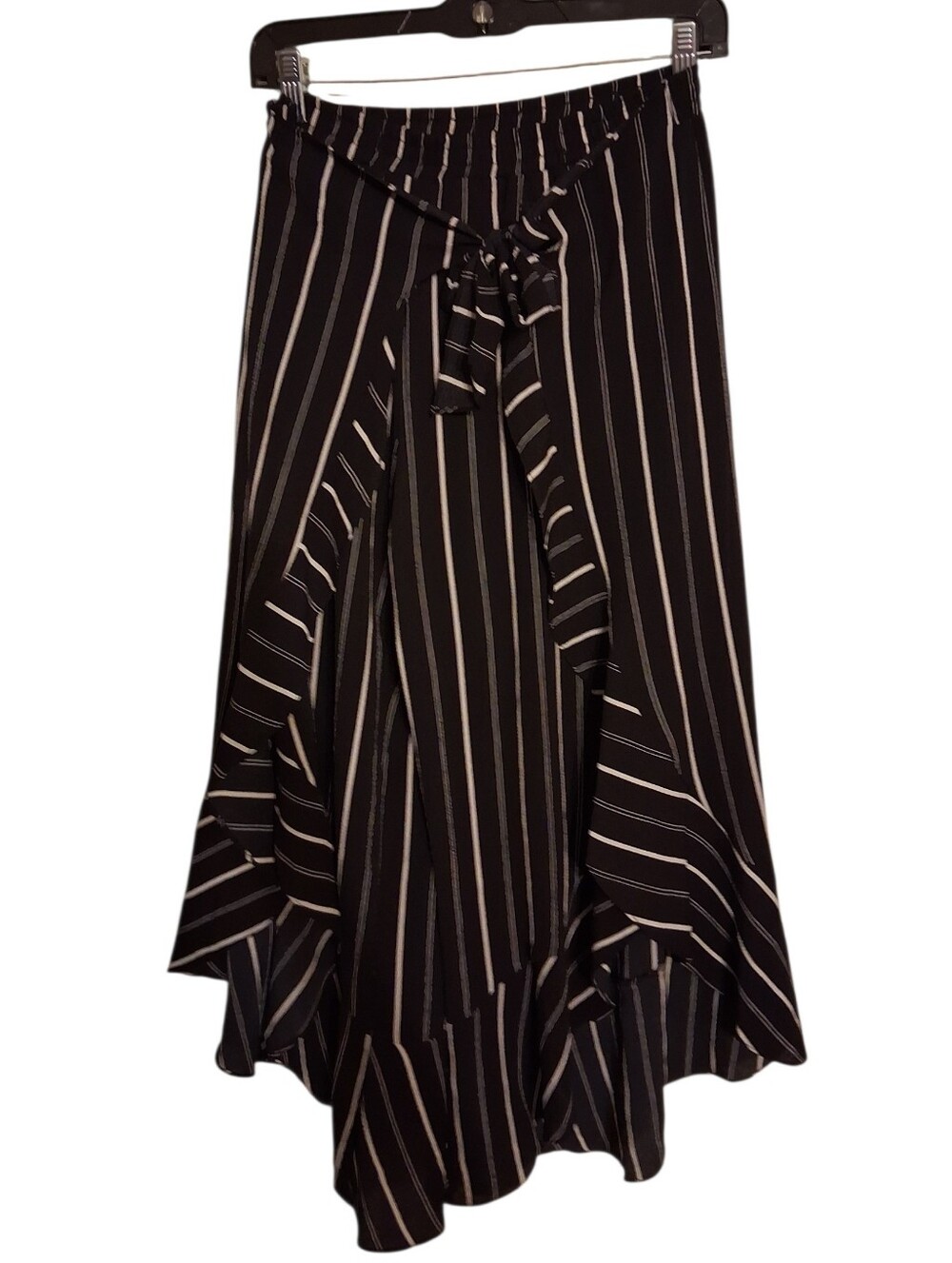 Black Tan Striped Open Wrap Front Flowy Pants Aqua Brand Size Medium
